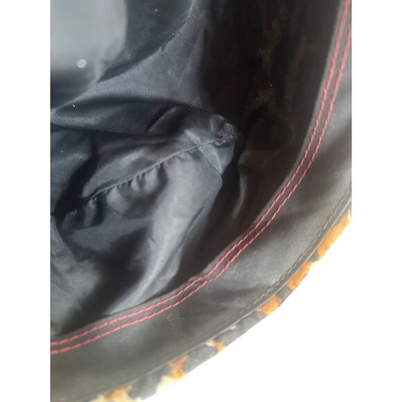 Leopard Print Velvet Hat With Black Lining & Red Stitching One size - Picture 5 of 5